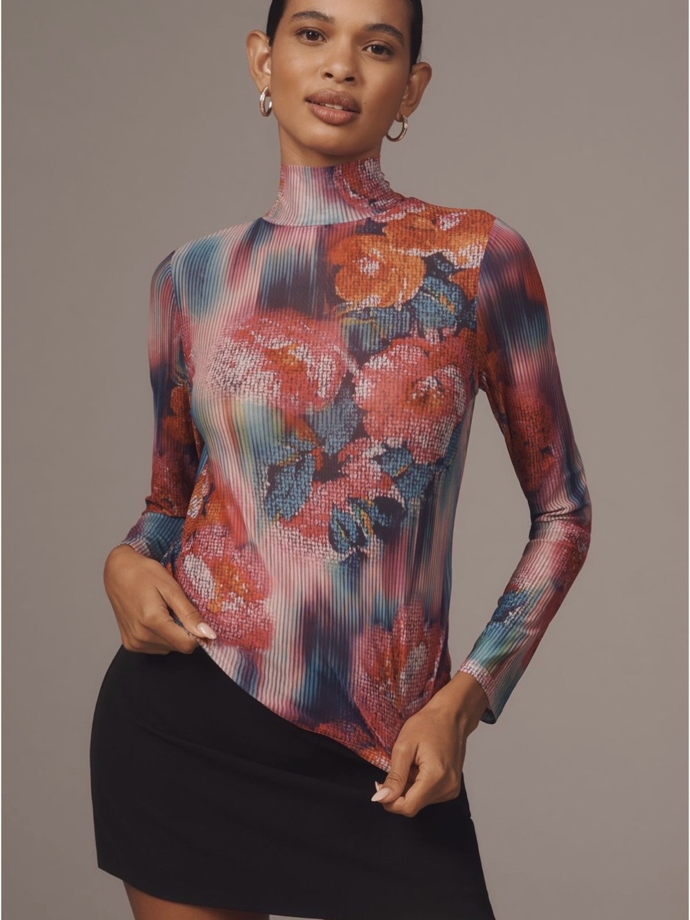 Anthropologie mesh turtleneck top